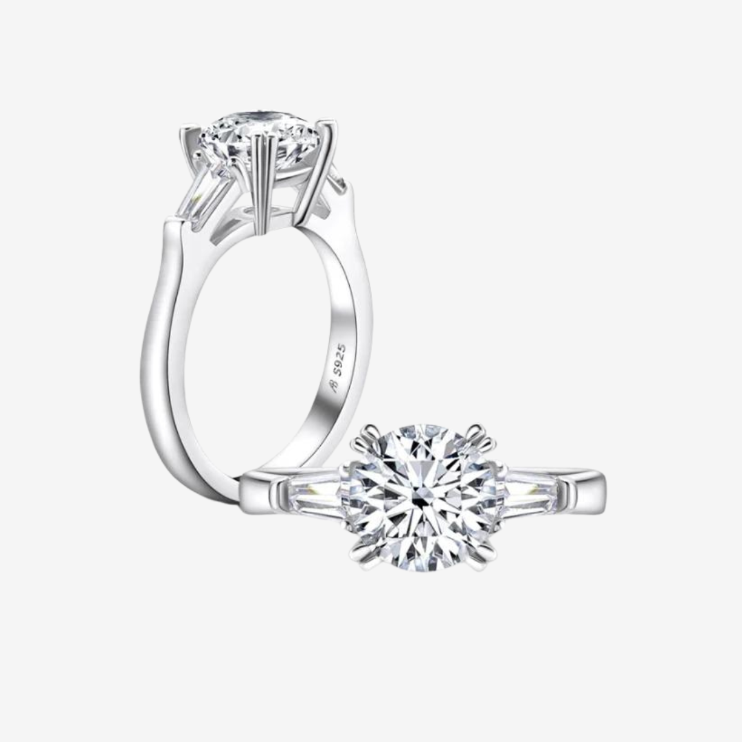 Round Cut Engagement Ring 2 Carats Three Stone Ring