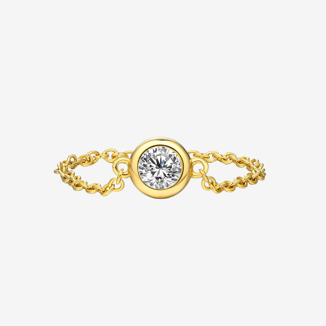 Bezel Set Solitaire Ring, Yellow Gold - MargalitRings