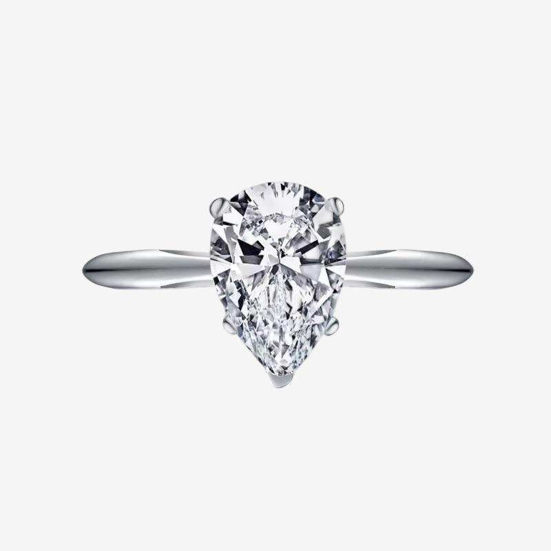 Pear Shape Engagement Ring, 2 Carats, Sterling Silver