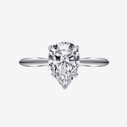 Pear Shape Engagement Ring, 2 Carats, Sterling Silver - MargalitRings