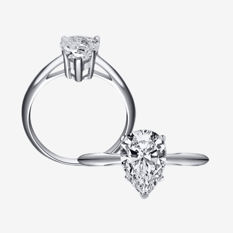Pear Shape Engagement Ring, 2 Carats, Sterling Silver - MargalitRings