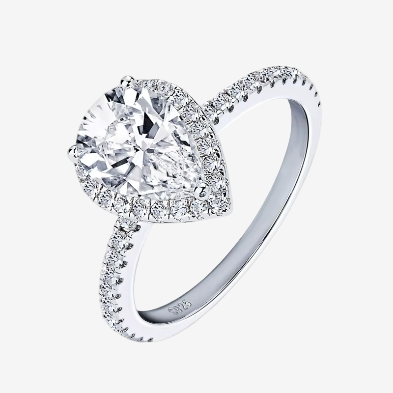 Pear Shape Halo Engagement Ring, 2 Carats