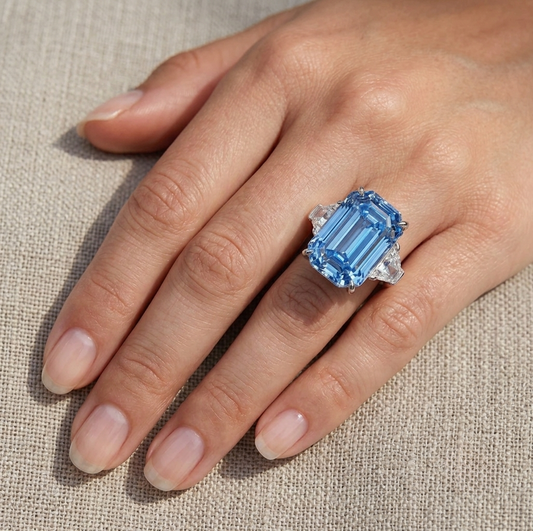 Princess Diana Aquamarine ring, Emerald Cut, 16 Carat, Cocktail Ring