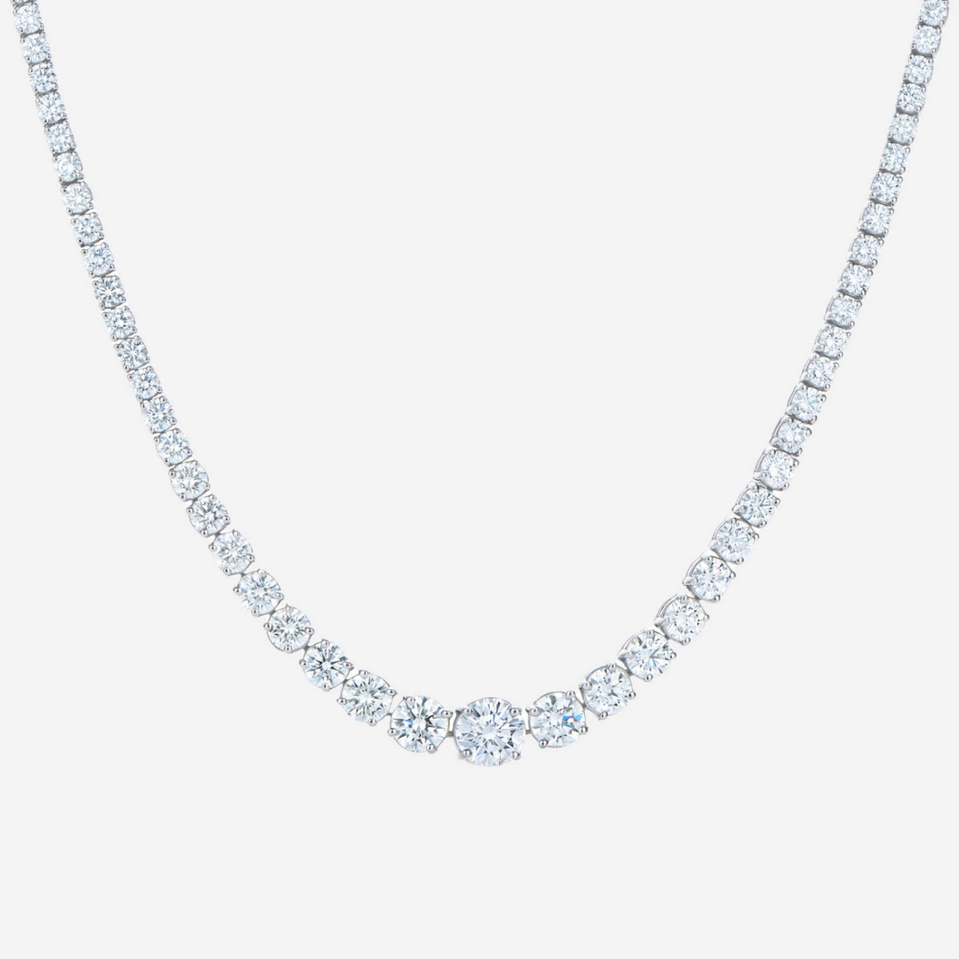 Riviera Line Necklace with Graduated Moissanite Stones