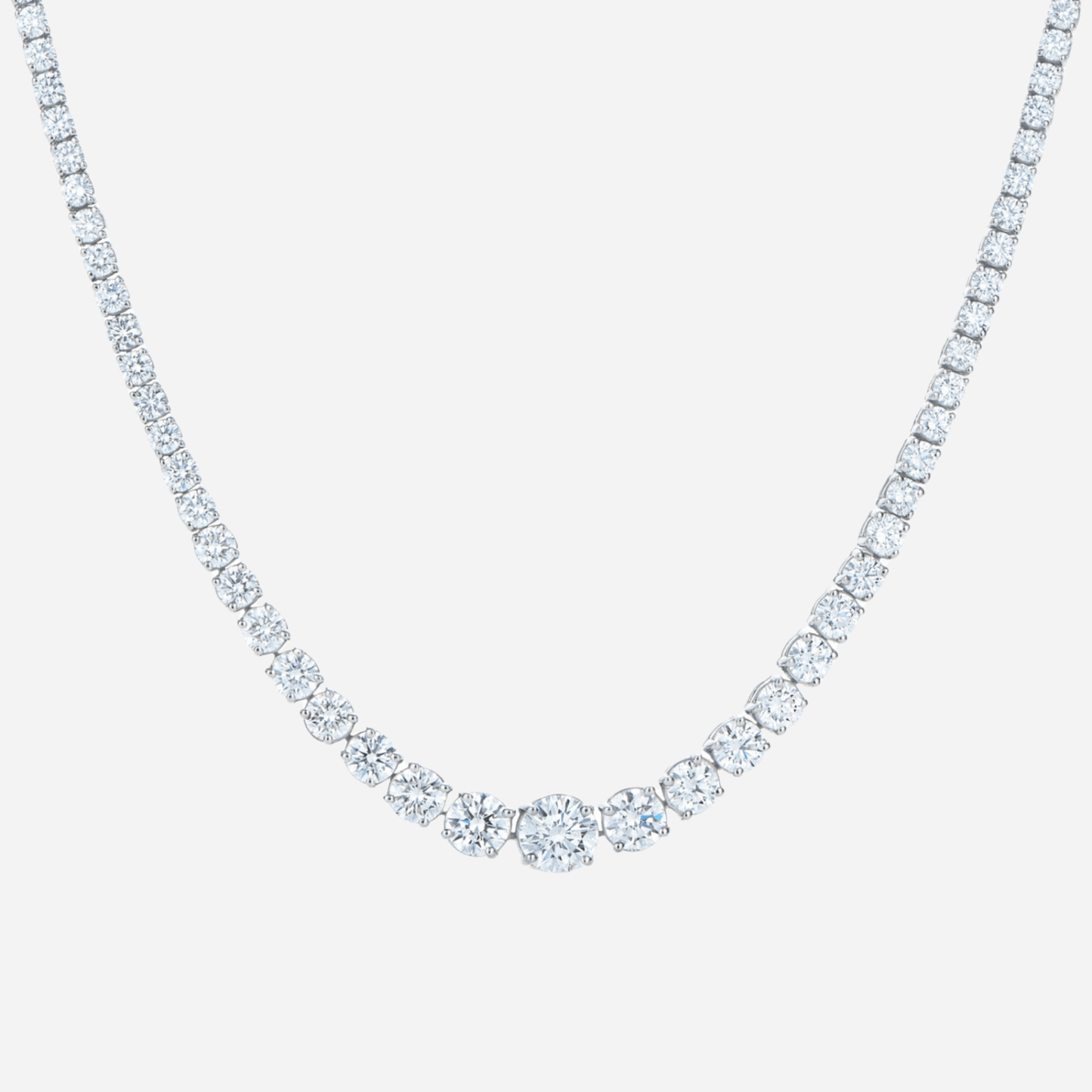 Riviera Line Necklace with Graduated Moissanite - MargalitRings