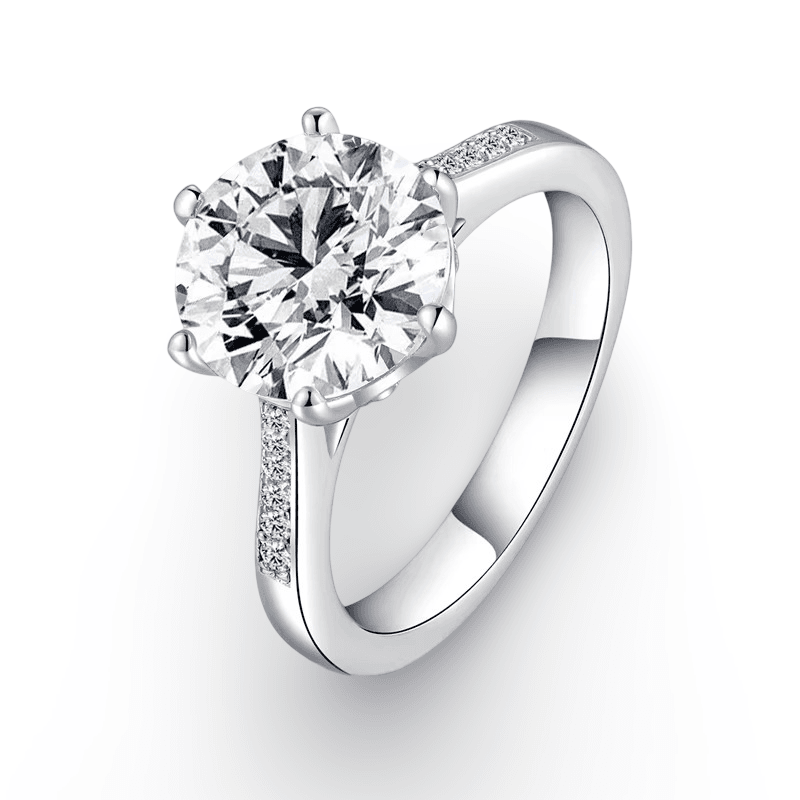 Round Cut Engagement Ring, 3.5 Carats, Sterling Silver - MargalitRings