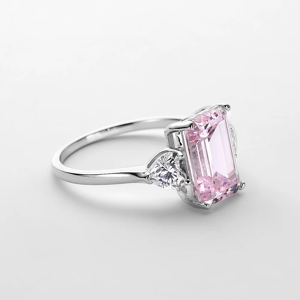 Pink Emerald Cut, 3 Carat Engagement Ring
