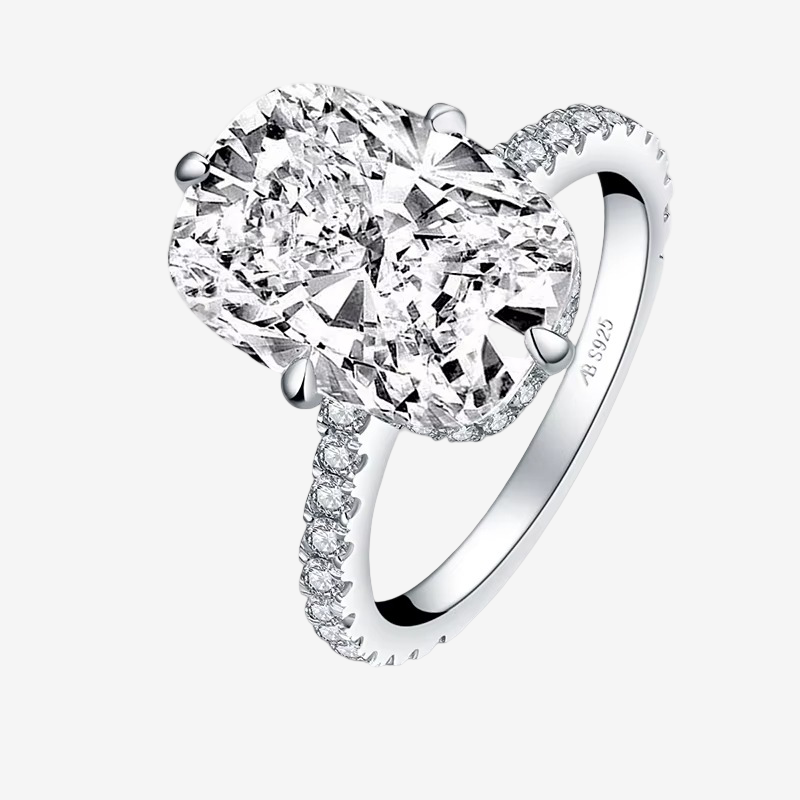 Cushion Cut Engagement Ring, 6 Carats, Halo, Silver