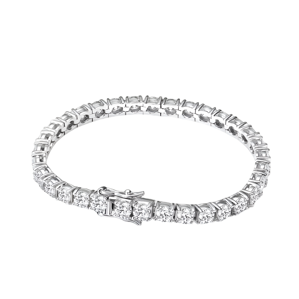 Moissanite Round, Tennis Bracelet, Sterling Silver