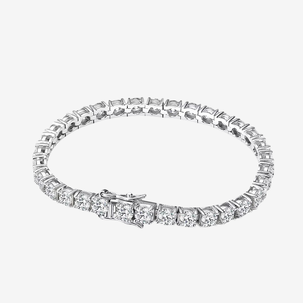 Moissanite Round, Tennis Bracelet, Sterling Silver