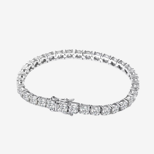 Moissanite Round, Tennis Bracelet, Sterling Silver