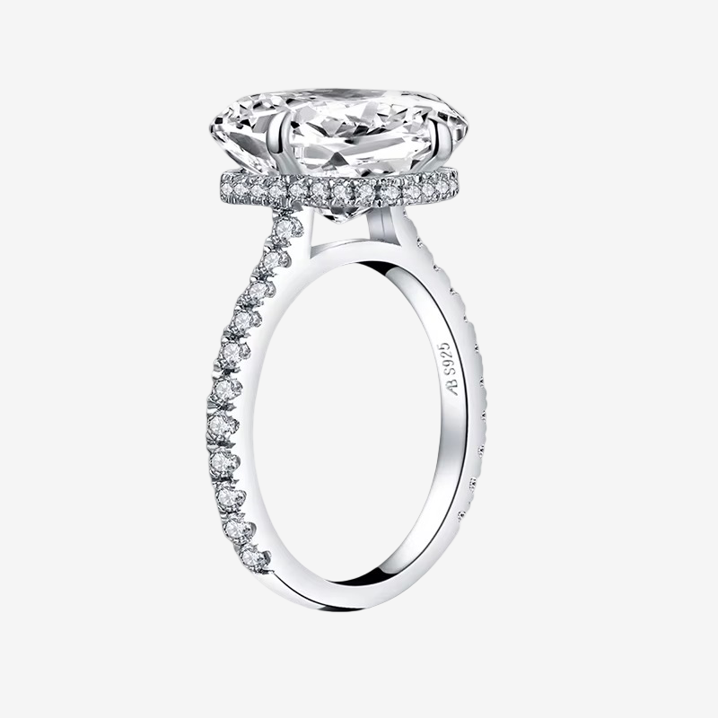 Cushion Cut Engagement Ring, 6 Carats, Halo, Silver
