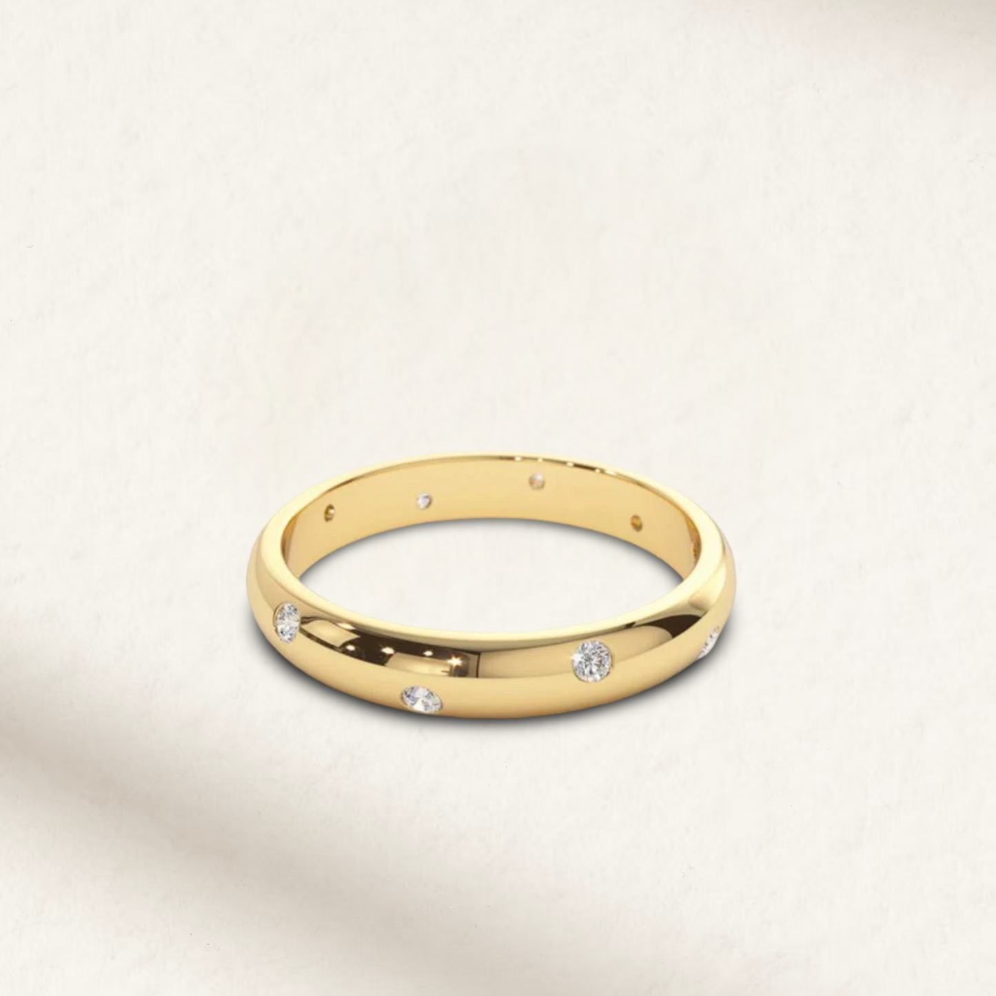 Scattered Inlay Wedding Band, Yellow Gold