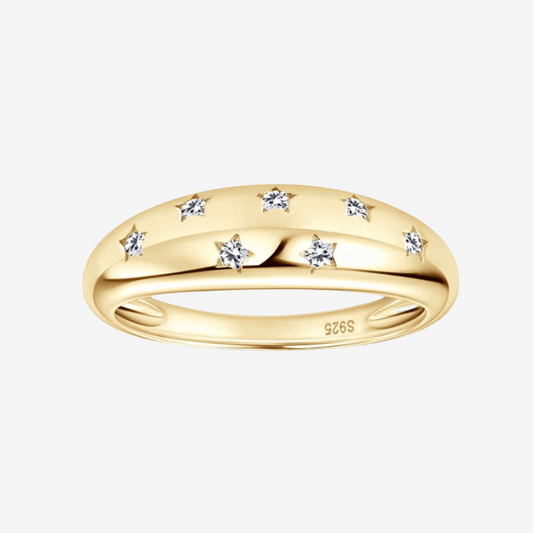 Scattered Star Inlay Ring Yellow Gold - MargalitRings