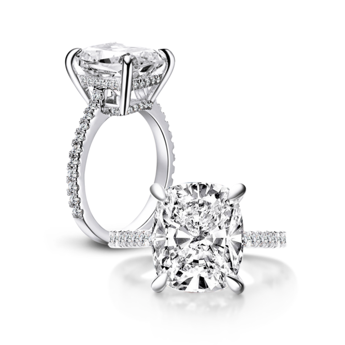 Cushion Cut Engagement Ring, 6 Carats, Rose Gold