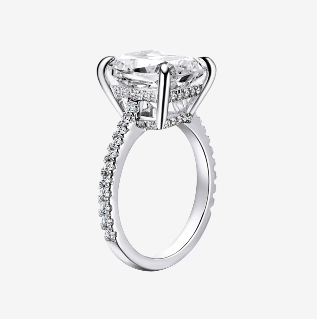 Cushion Cut Engagement Ring, 6 Carats, Hidden Halo, Yellow Gold
