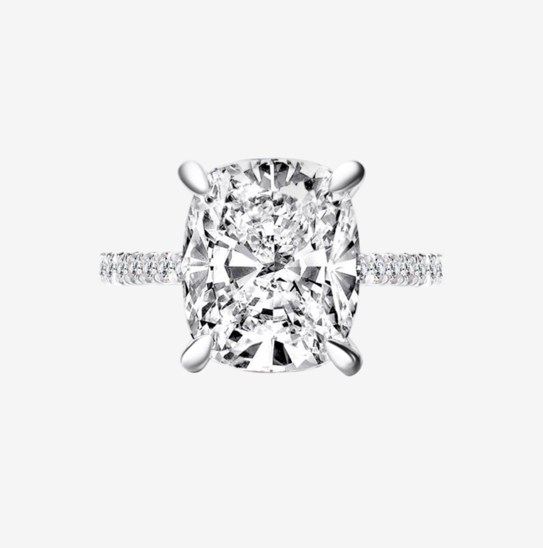 Cushion Cut Ring Solitaire Ring Cushion Moissanite Ring Cushion Cut Diamond Ring For Women Engagement Ring 6 carat ring cushion promise ring silver front