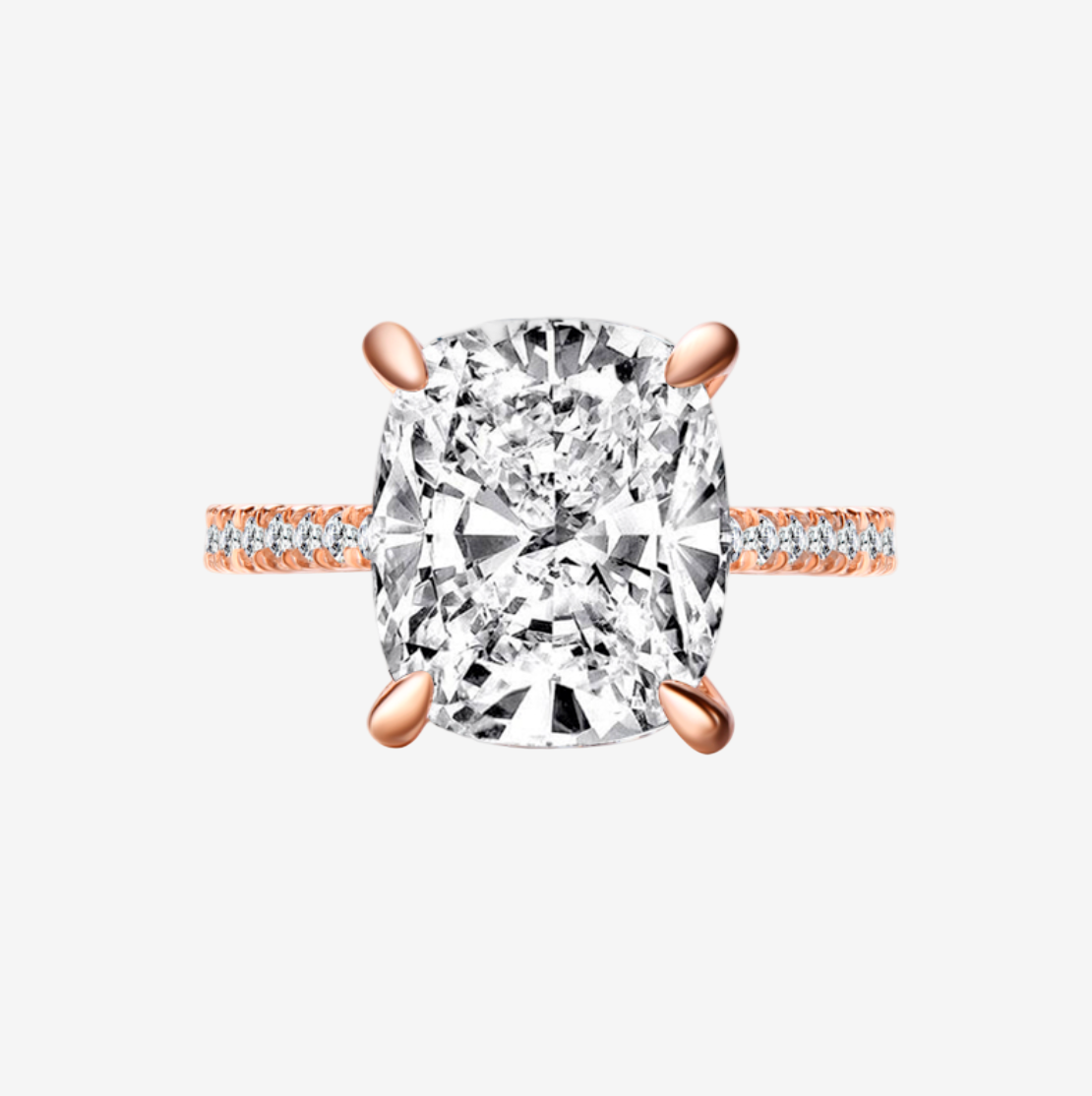 Cushion Cut Ring Solitaire Ring Cushion Moissanite Ring Cushion Cut Diamond Ring For Women Engagement Ring 6 carat ring cushion promise ring rose gold front