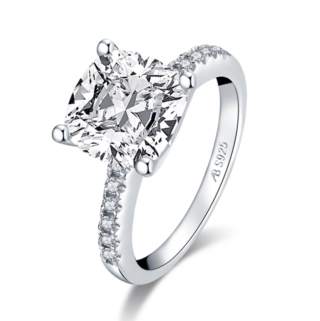Cushion Cut Engagement Ring, 5 Carats, Halo, Silver by Margalit Rings Travel Ring Vacation Ring side