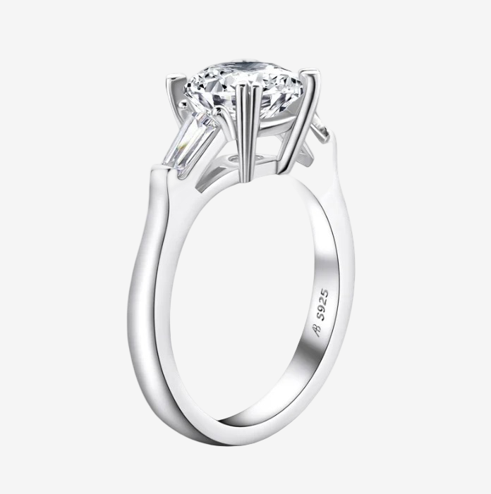 Round Cut Engagement Ring, 2 Carats, Three Stone Ring