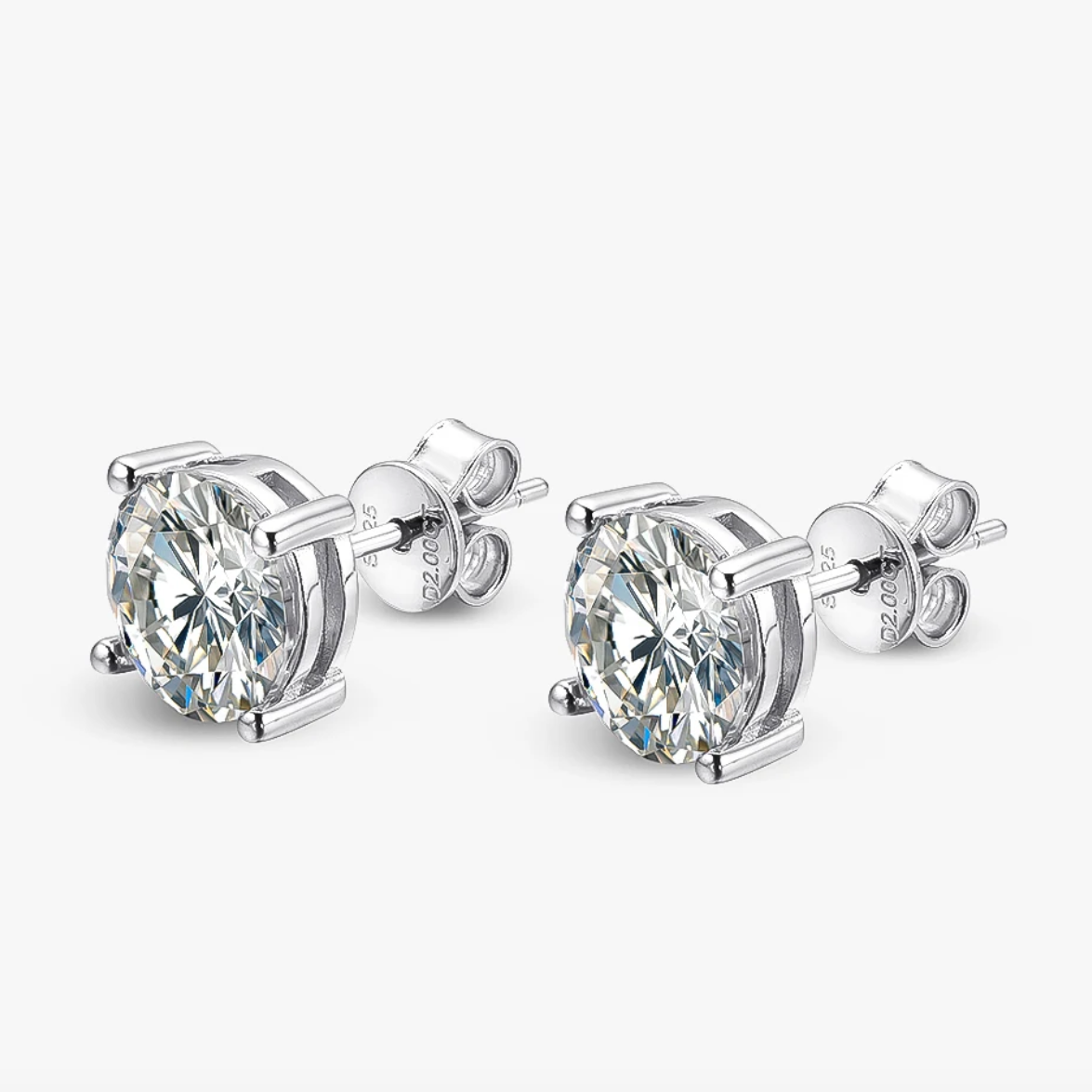 Round 2 Carat Sterling Silver Bridal Wedding Day Studs by Margalit Rings bridal earrings silver