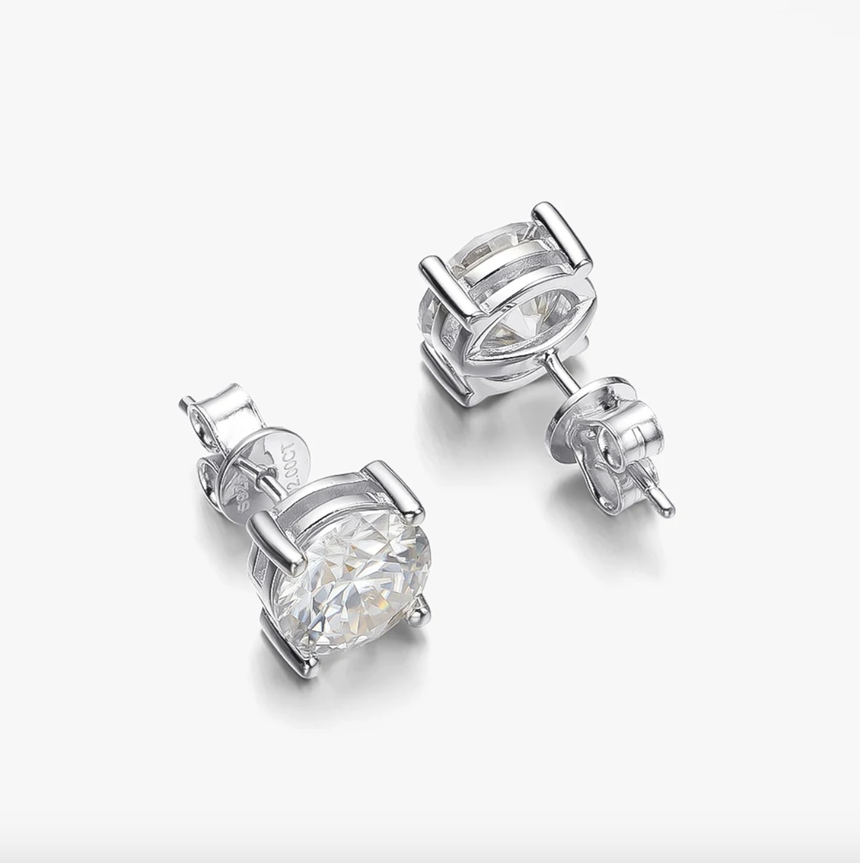 Round 2 Carat, Yellow Gold Bridal Wedding Day Studs
