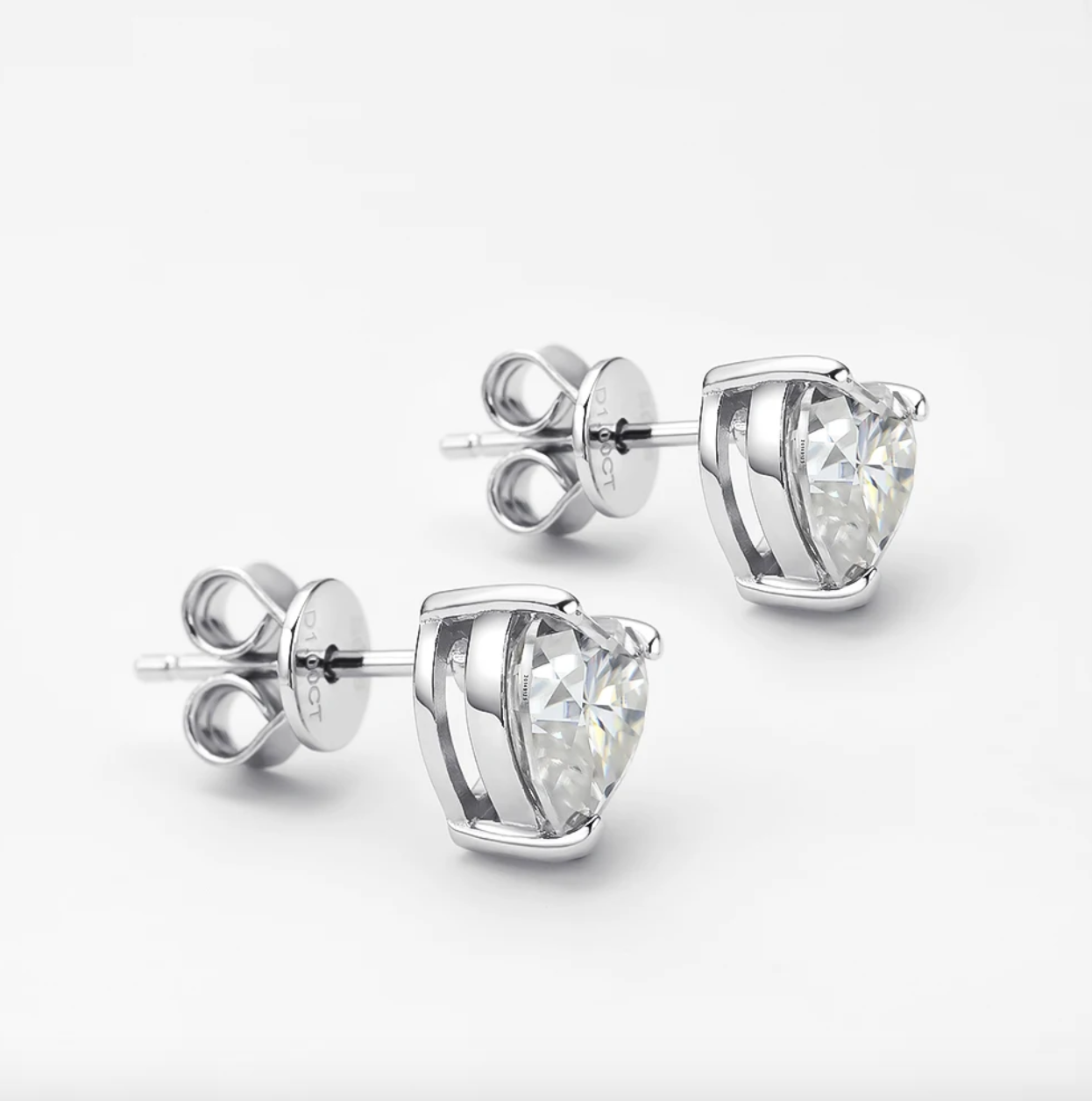 1 Carat, Heart Shape, Sterling Silver, Bridal Wedding Day Studs by Margalit Rings