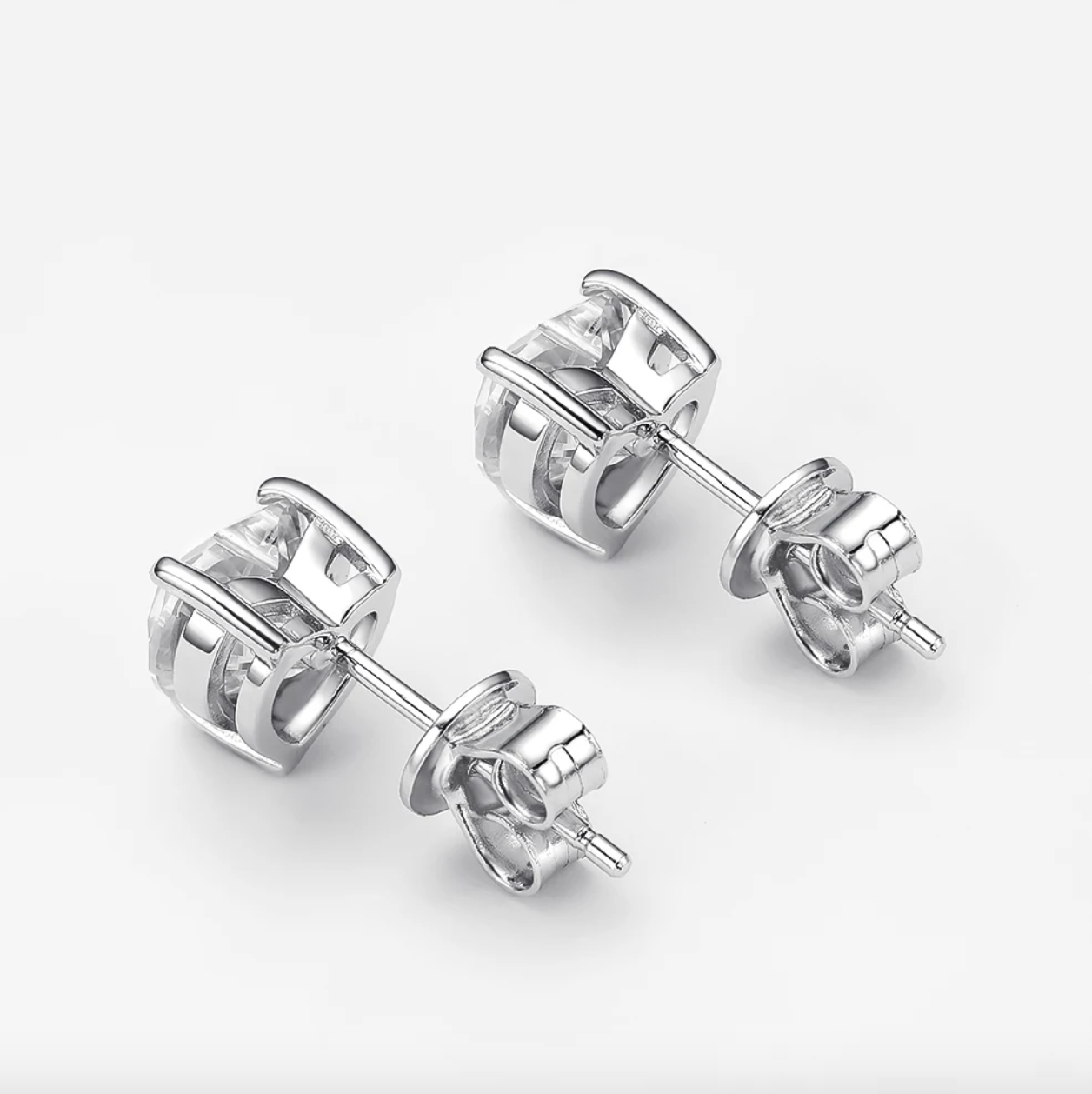 1 Carat, Heart Shape, Sterling Silver, Bridal Wedding Day Studs by Margalit Rings side view