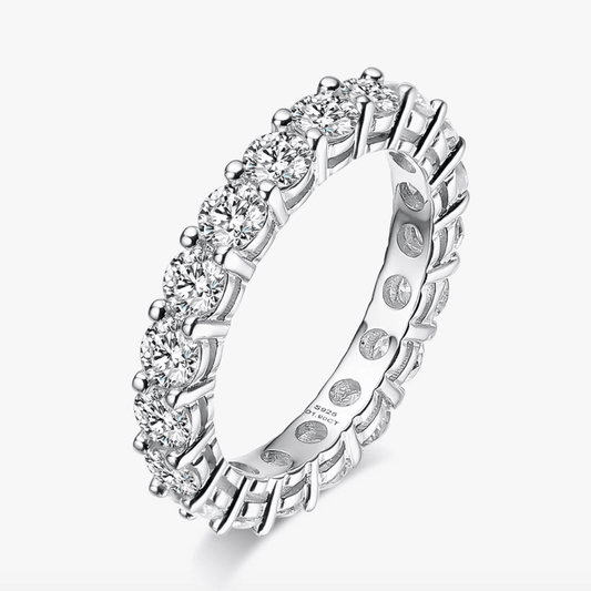 Classic Eternity Ring, Moissanite, 925 Sterling Silver - MargalitRings