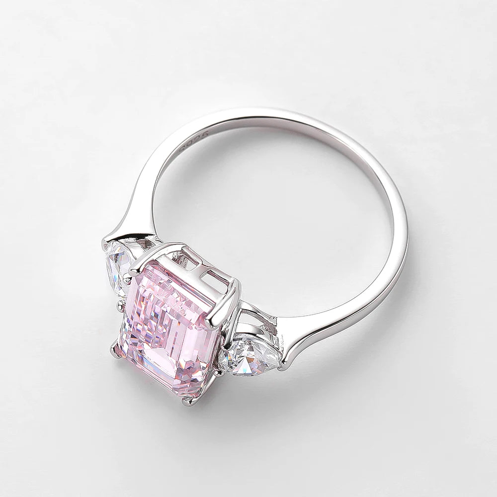 Pink Emerald Cut, 3 Carat Engagement Ring