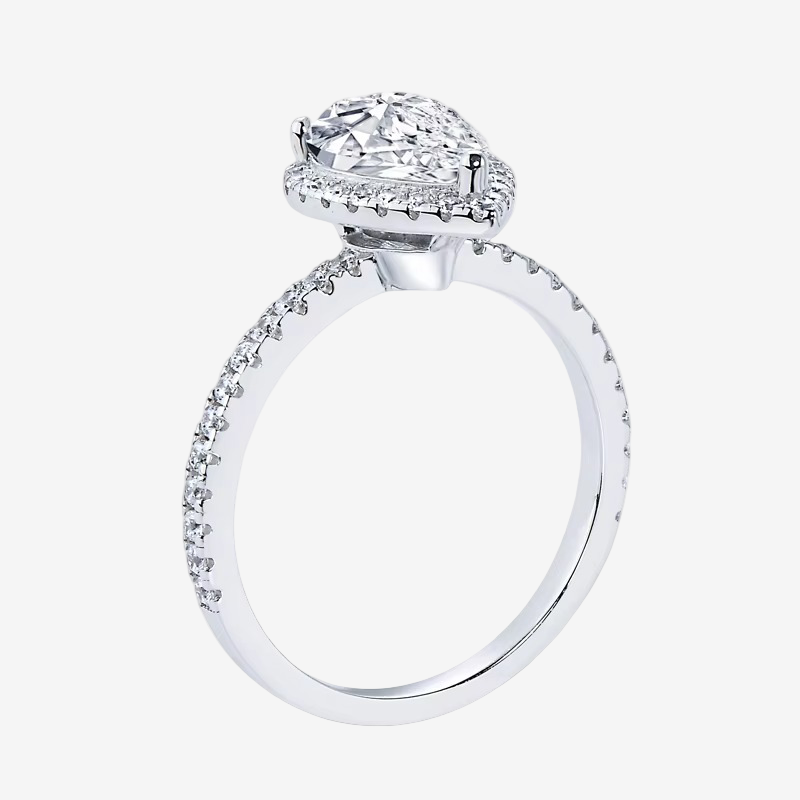 Pear Shape Halo Engagement Ring, 2 Carats