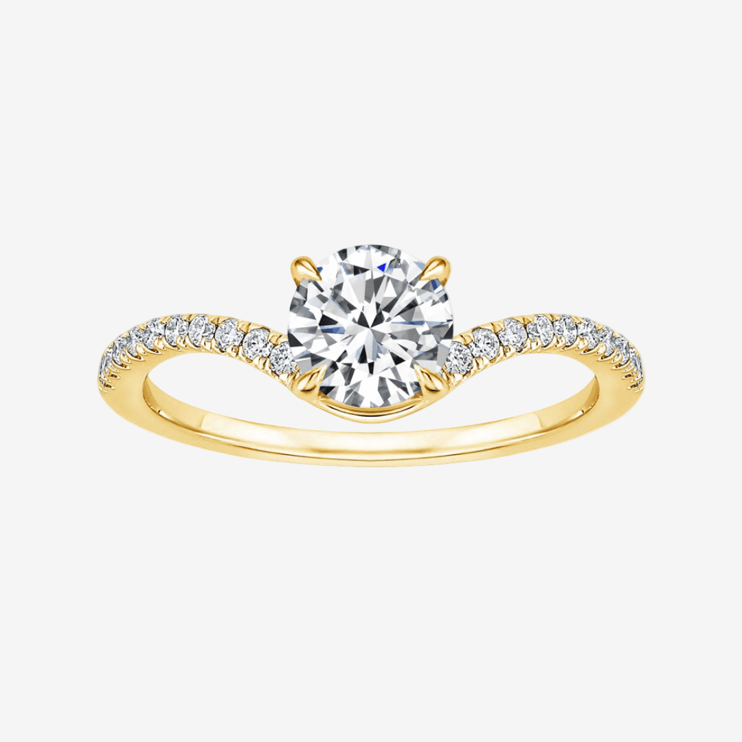 Solitaire, Pave Band Engagement Ring, 3 Carat, Sterling Silver - MargalitRings