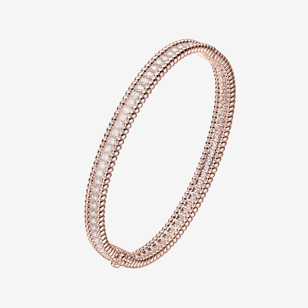 Diamond 1 Row Perlee Bangle van cleef rose gold