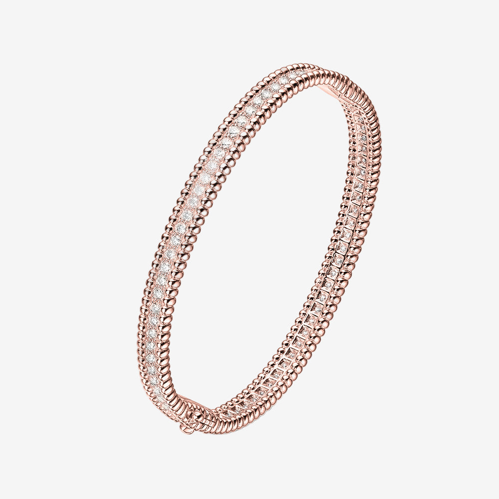 Diamond 1 Row Perlee Bangle van cleef rose gold