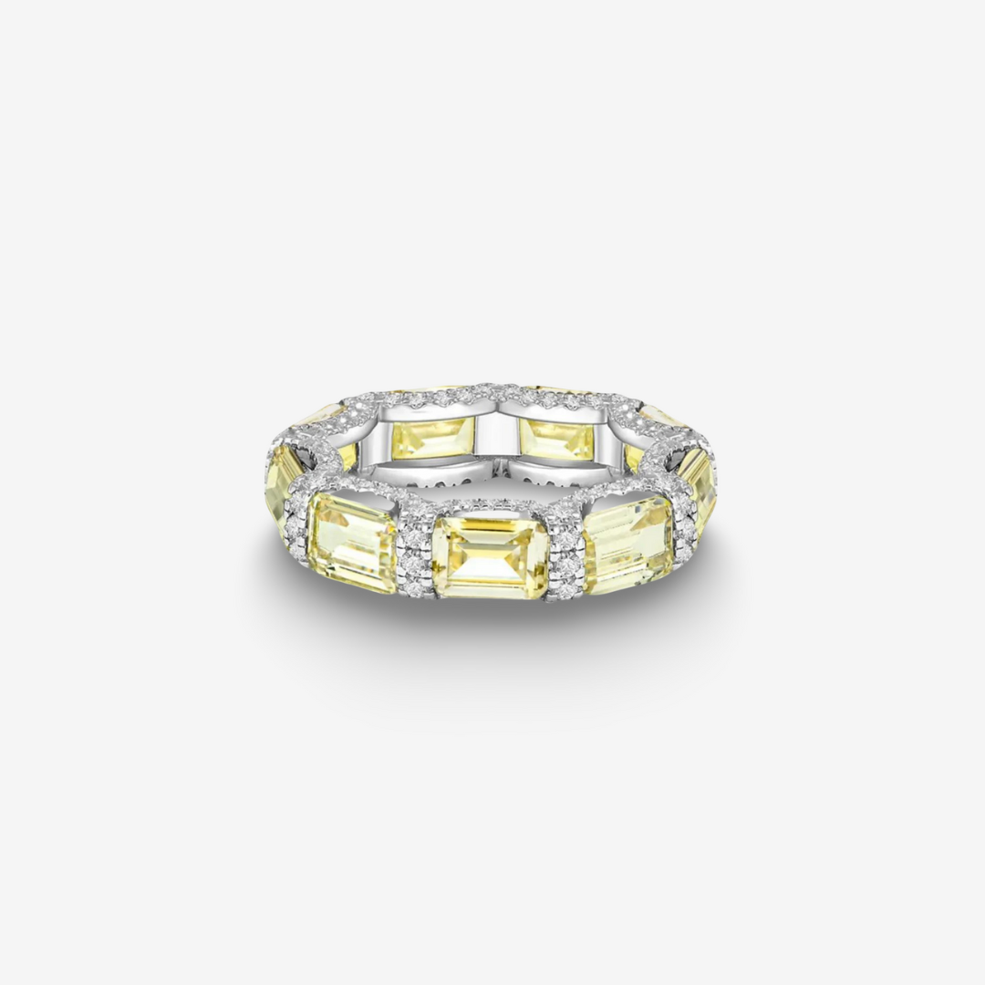 Fancy Yellow, Emerald Cut, Eternity band