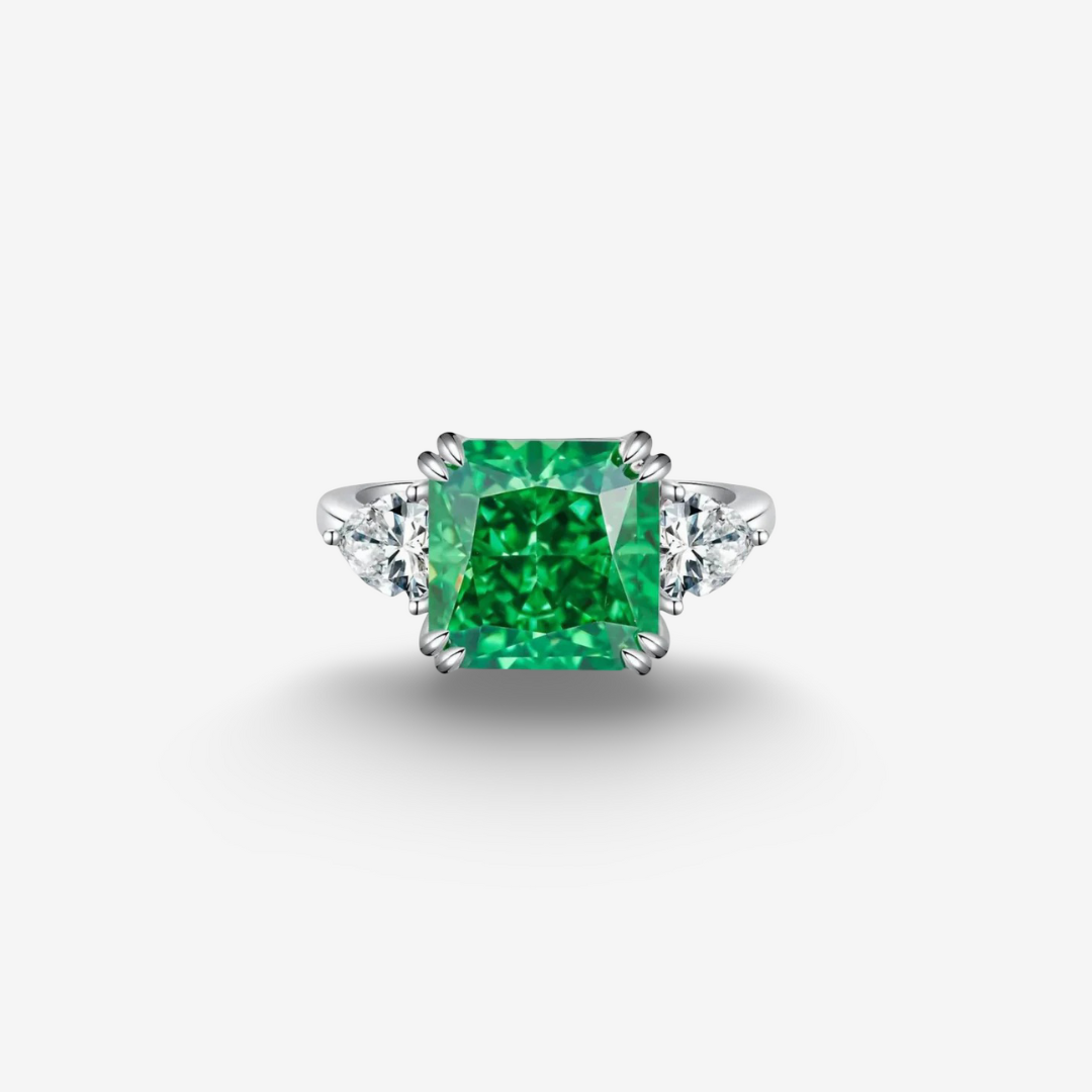 4 Carat, Colombian Emerald Green & Diamond Ring, Emerald Cut