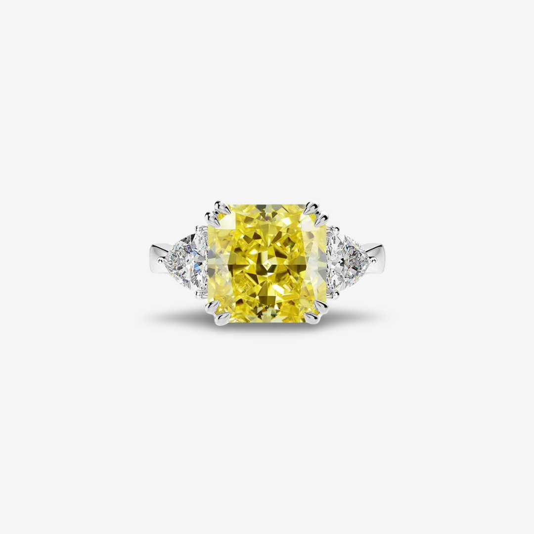 9.52 Carat, Fancy Yellow, Princess Cut, Cocktail Ring