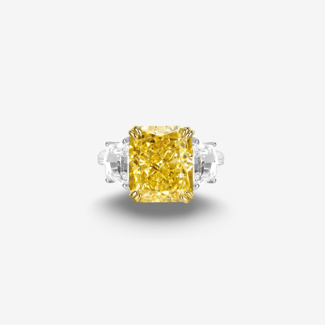 6 Carat, Fancy Yellow, Radiant Cut, Cocktail Ring - MargalitRings