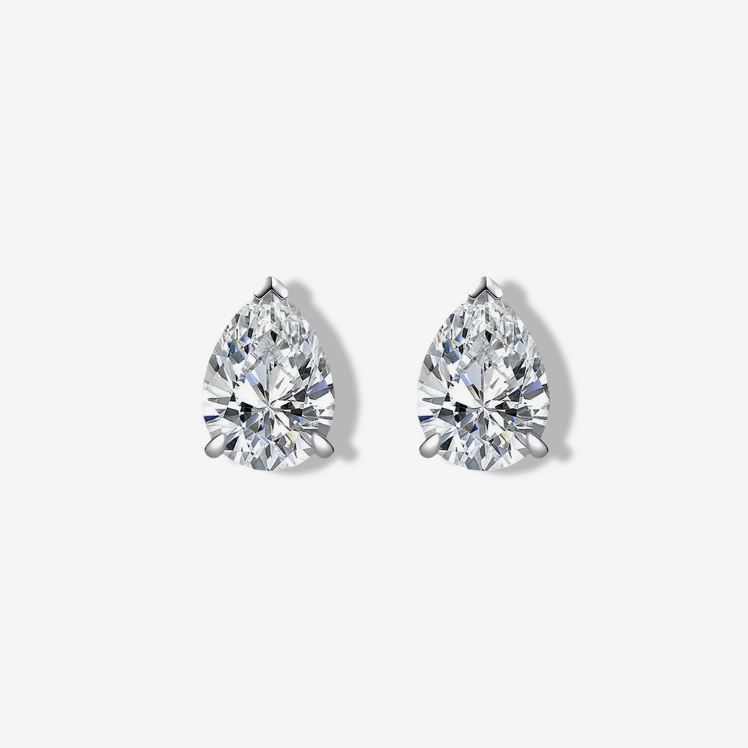 2 Carat Pear Shape Diamond Bridal Studs Sterling Silver