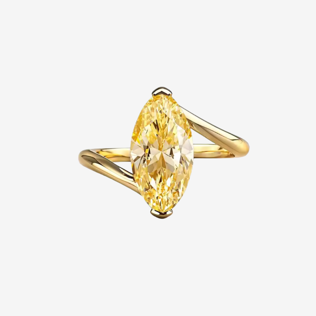 Marquise Cut Engagement Ring, 3 Carats, Yellow Gold
