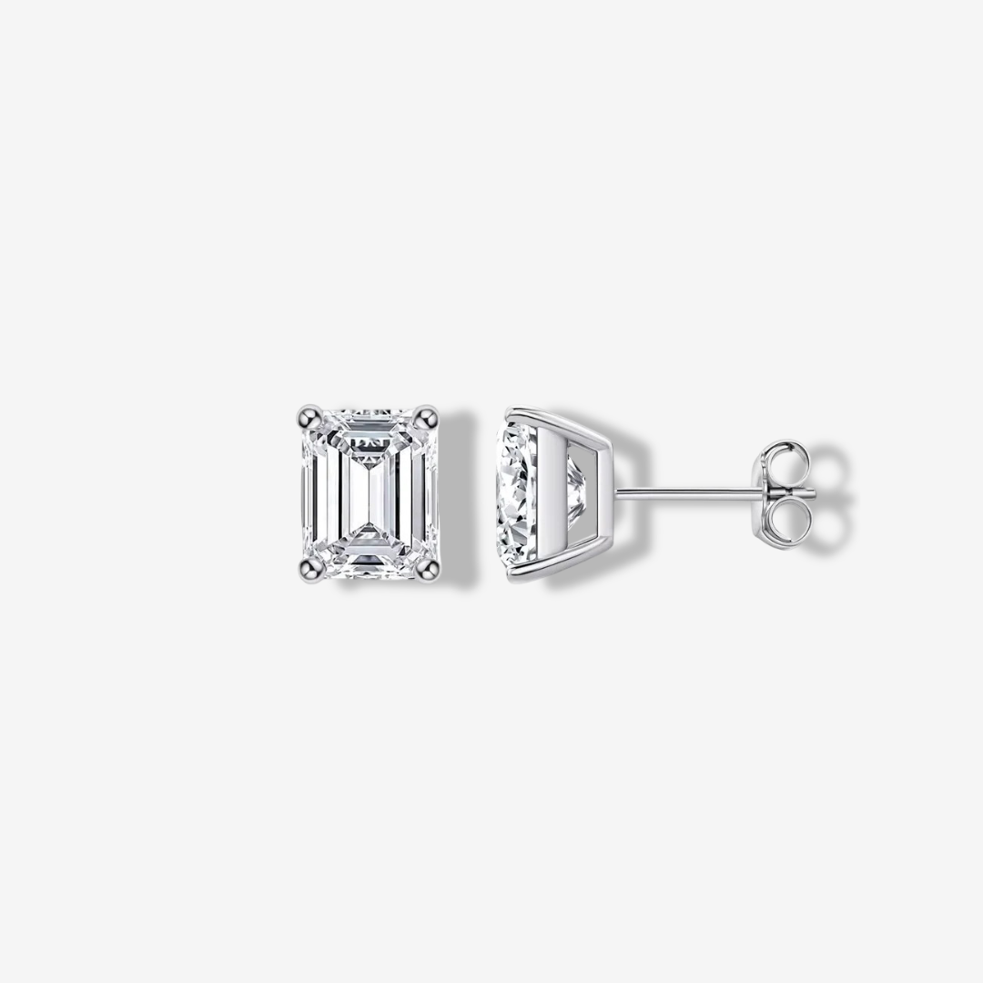 Emerald Cut, Gold, Wedding Day Studs