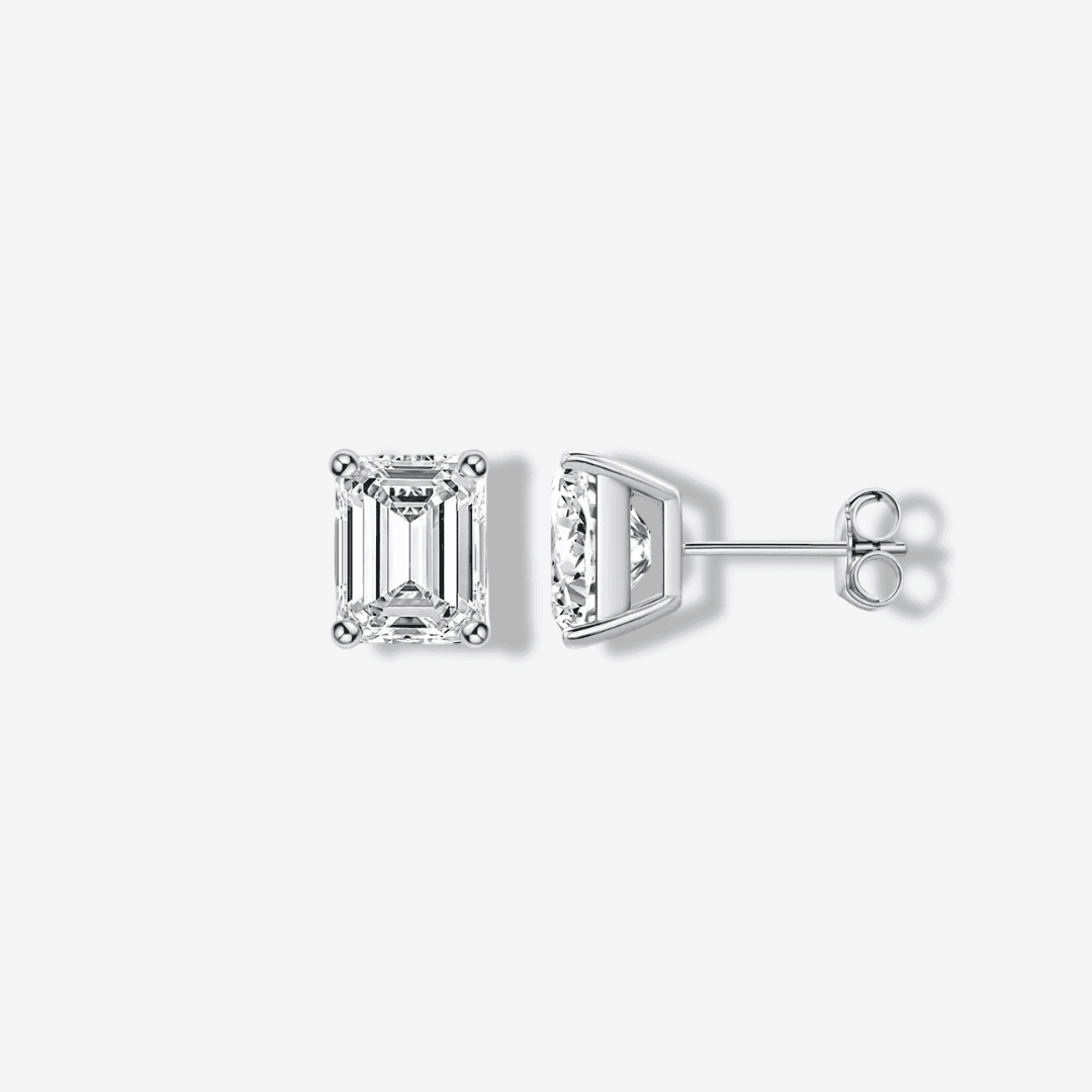Emerald Cut Earrings, Gold, Wedding Day - MargalitRings