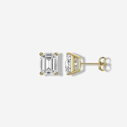Emerald Cut Earrings, Gold, Wedding Day - MargalitRings