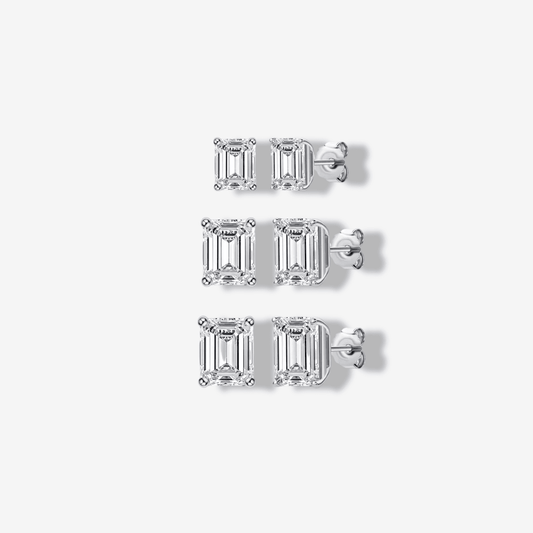 Emerald Cut Earrings, Gold, Wedding Day - MargalitRings