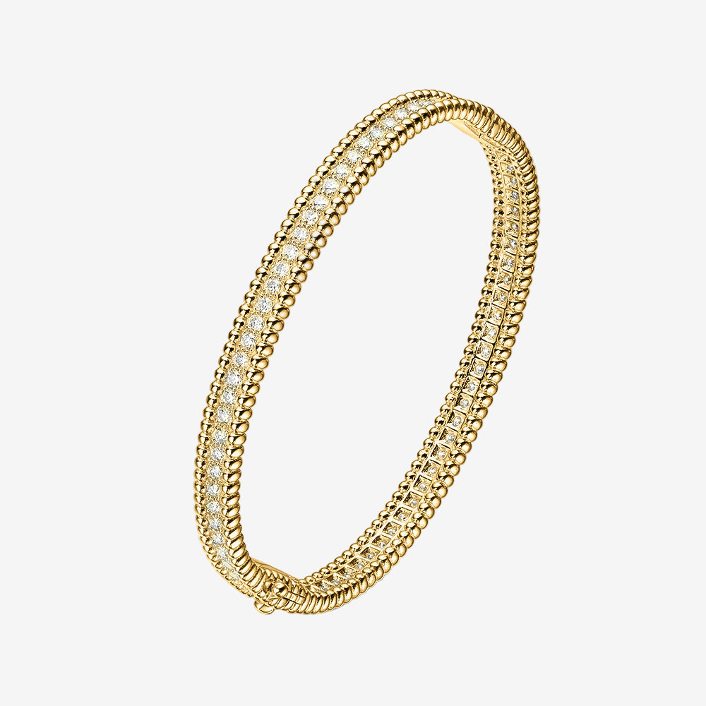 Diamond 1 Row Perlee Bangle van cleef yellow gold