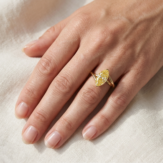 Marquise Cut Engagement Ring, 3 Carats, Yellow Gold