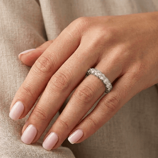 Classic Eternity Ring, Moissanite, Yellow Gold Band - MargalitRings