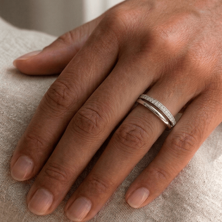 Double Band Eternity Ring, Silver - MargalitRings
