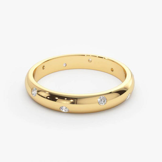 Scattered Inlay Wedding Band, Yellow Gold - MargalitRings