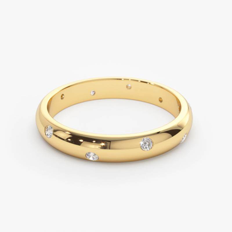 Scattered Inlay Wedding Band, Sterling Silver - MargalitRings